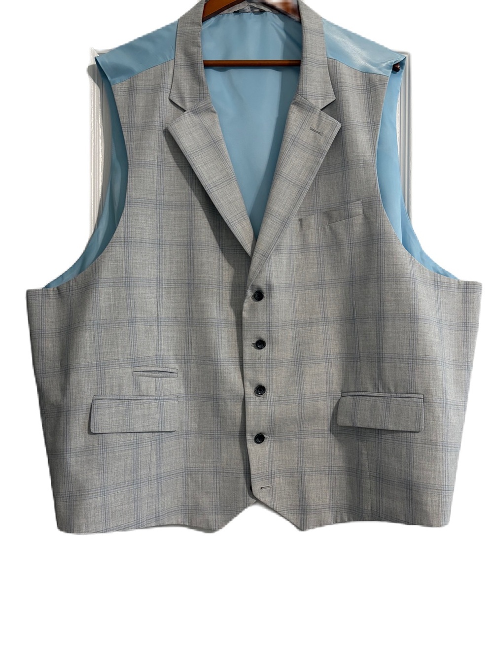 Oak Hill DXL Big and Tall  Light Gray Plaid Waistcoat Vest